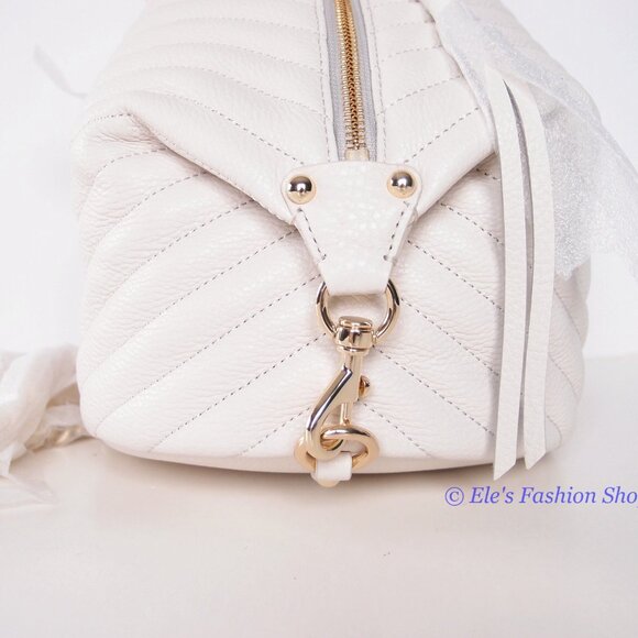 NWT Rebecca Minkoff Julian Mini Quilted Leather Backpack Pearl Off White AUTHNTC main image 14